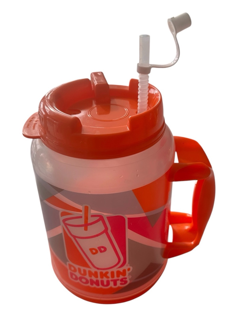 Dunkin Donuts Travel Mug with Straw and Handle